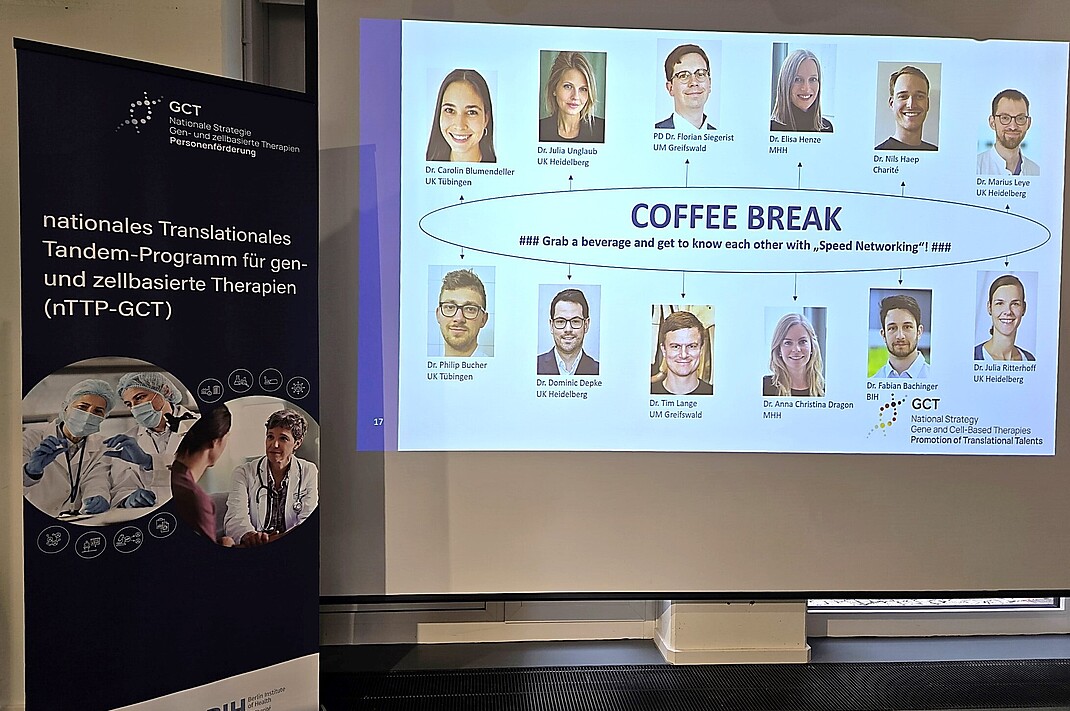 Folie mit den Gesichtern und Namen der neuen nTTP-GCT-Geförderten